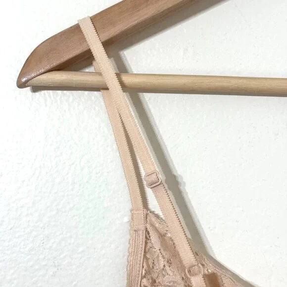 Felina Y2K Ribbed Camisole Tank Top XL Lace Trim Peach Cami Stretchy Coquette - Picture 7 of 10